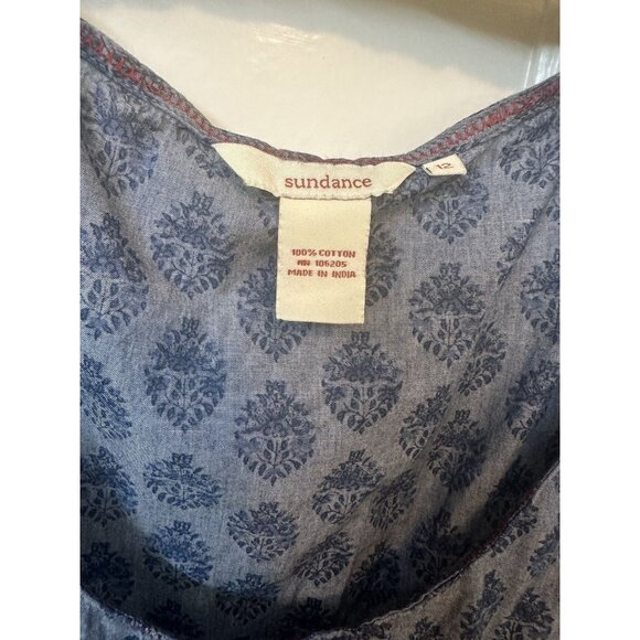 SUNDANCE Womens Maxi Dress Sz 12 Blue Sleeveless BoHo India Print A Line - Picture 2 of 4